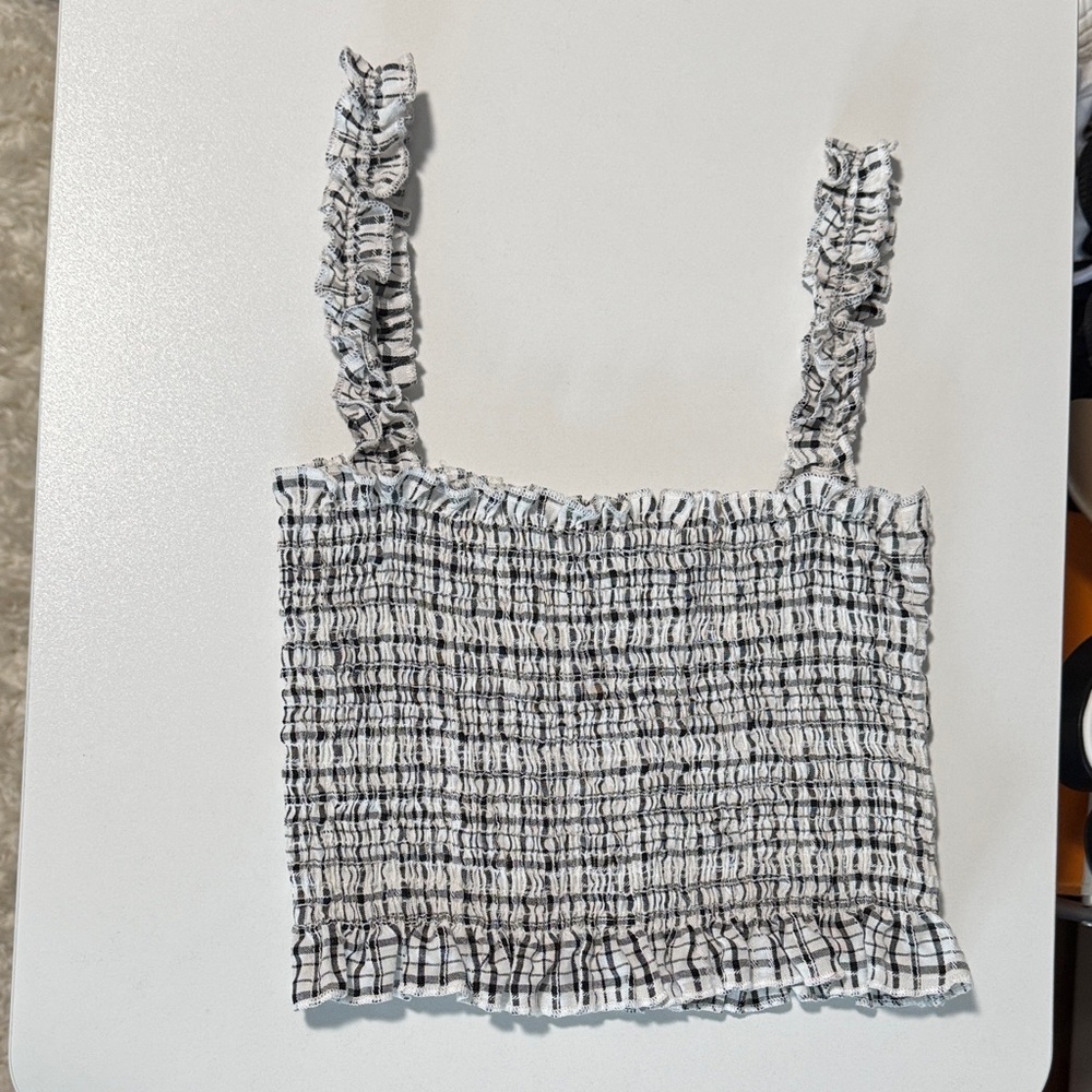Emory Park Monochrome Ruffle Crop Top